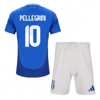Italia Lorenzo Pellegrini #10 Koti Peliasu Lasten EM-Kisat 2024 Lyhythihainen (+ Lyhyet housut)